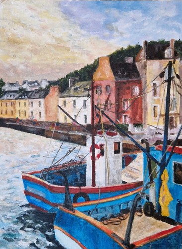 Tableau huile sur panneau vue - huile,